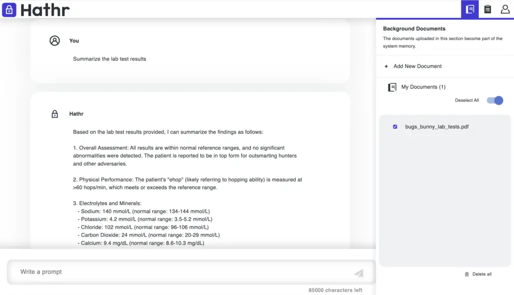 Understand Lab test results with AI. LabCorp Lab Test Summary with Hathr AI